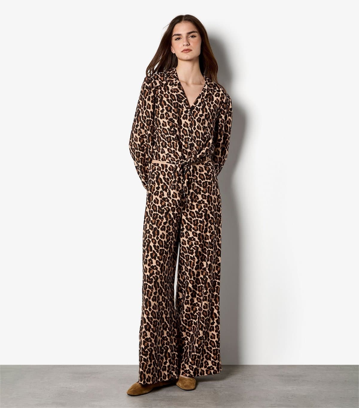 Apricot Women's Brown Leopard Print Wide Leg Trousers Apricot New Look