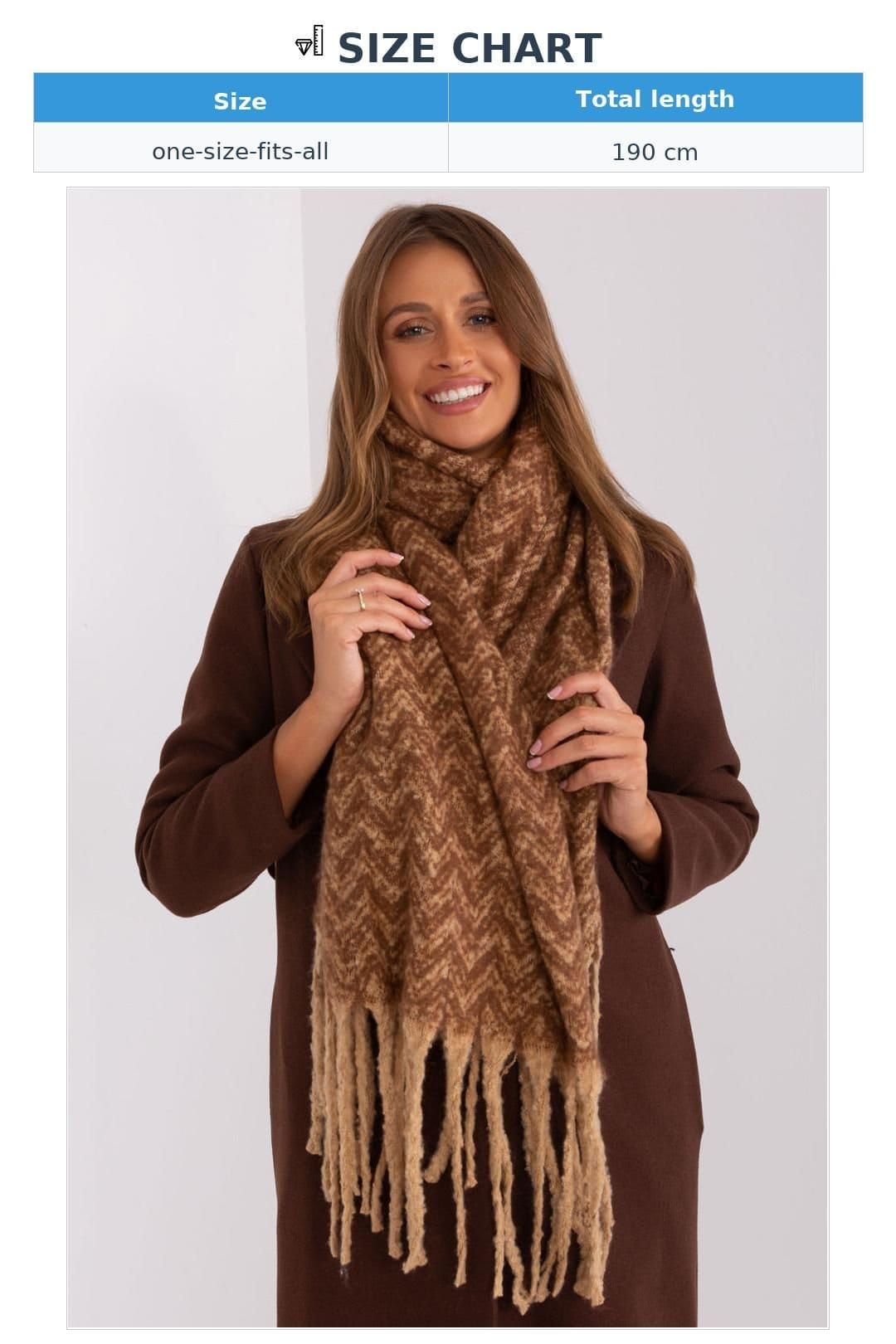 Love Lace Love Lace Women's Long Geometric Pattern Polyester Scarf with Tassels Warm in Brown - 4