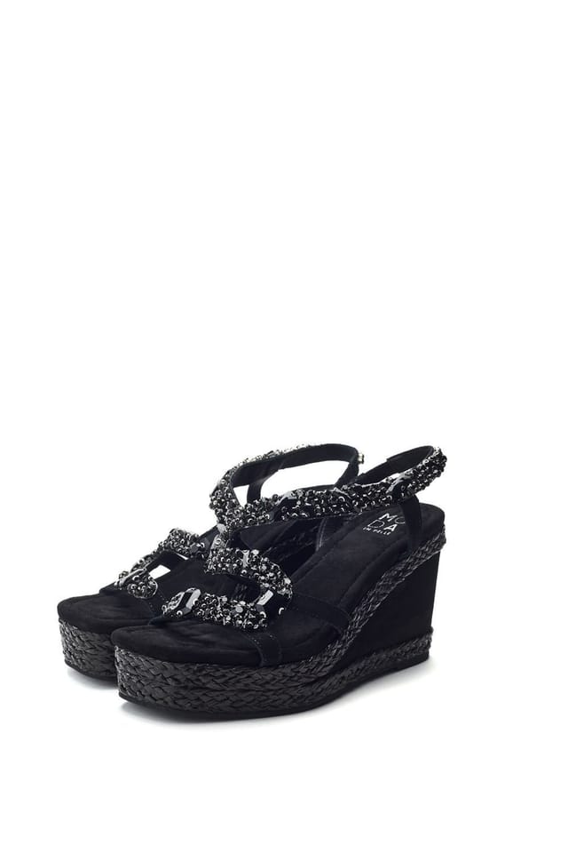 Moda in Pelle Moda In Pelle Women's 'Naap' Metallic Leather Wedges in Black - 3