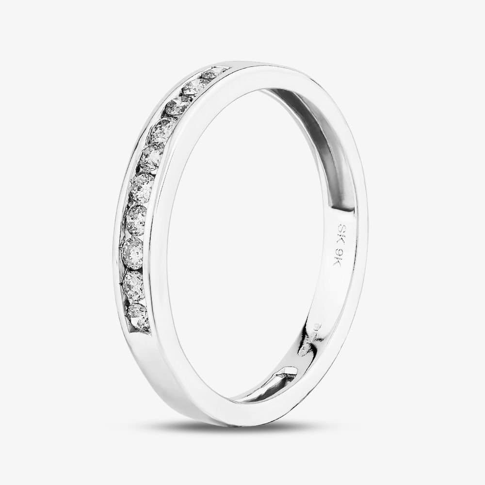 T.H.Baker T.H.Baker Women's 9ct White Gold 0.20ct Diamond Channel Set Half Eternity Ring in Silver