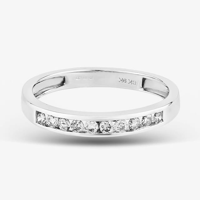 T.H.Baker T.H.Baker Women's 9ct White Gold 0.20ct Diamond Channel Set Half Eternity Ring in Silver - 2
