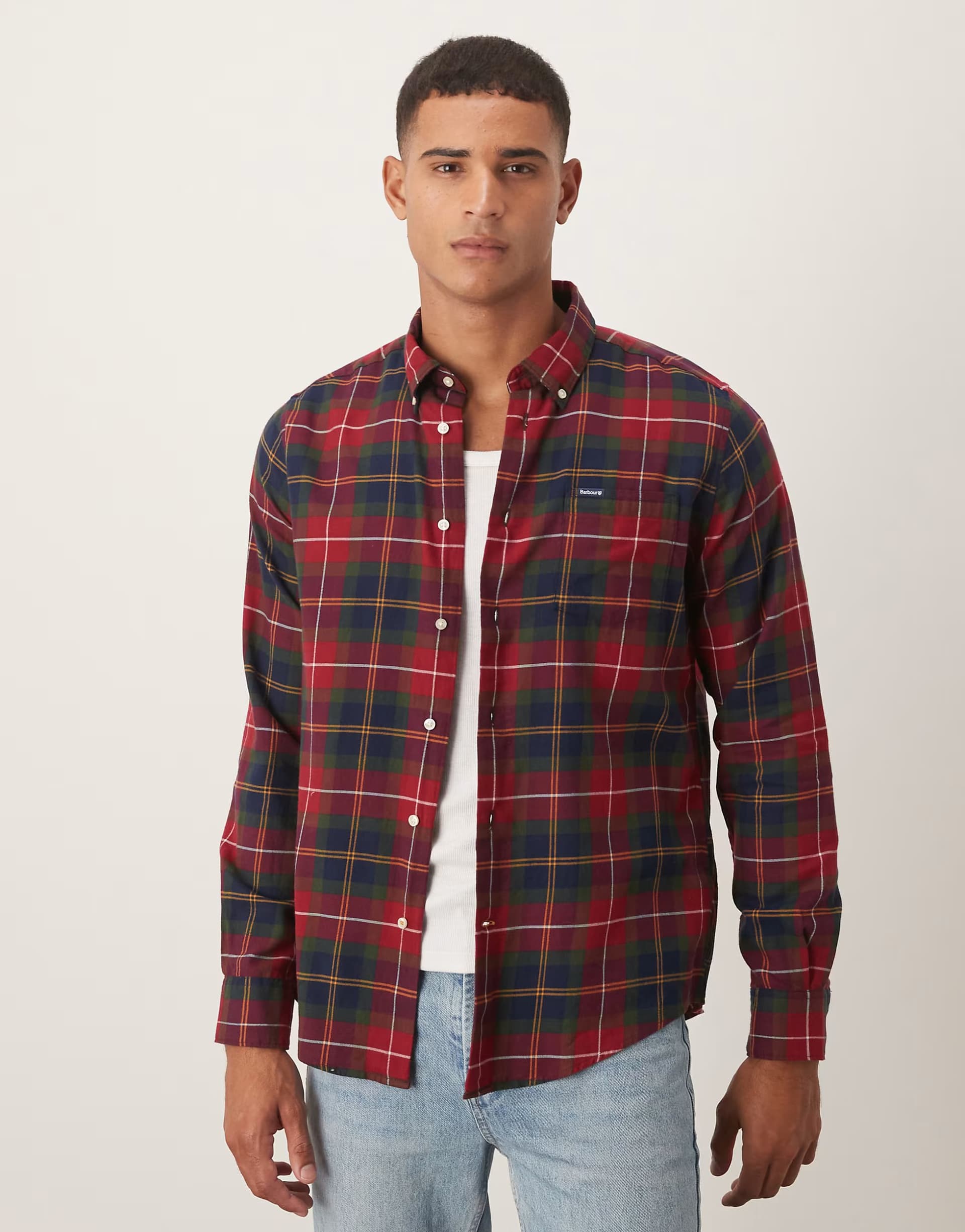ASOS Barbour Fort oversized tailored tartan shirt in winterberry tartan - NAVY