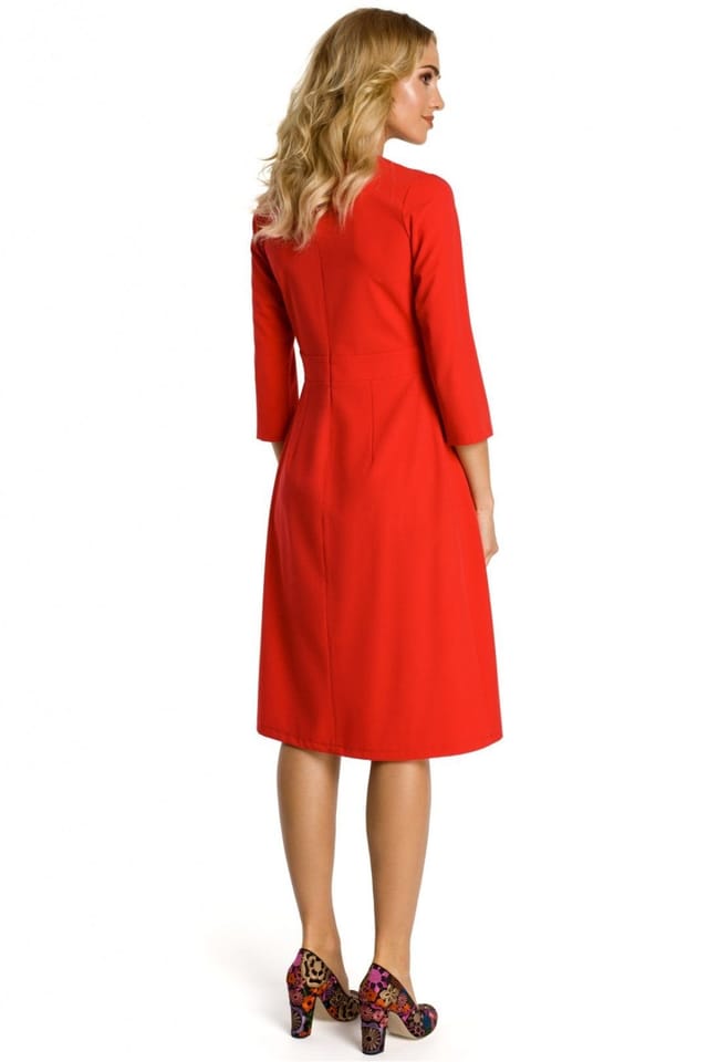 Love Lace Love Lace Women's Waist Cinching 3/4 Sleeve Daydress in Red - 2