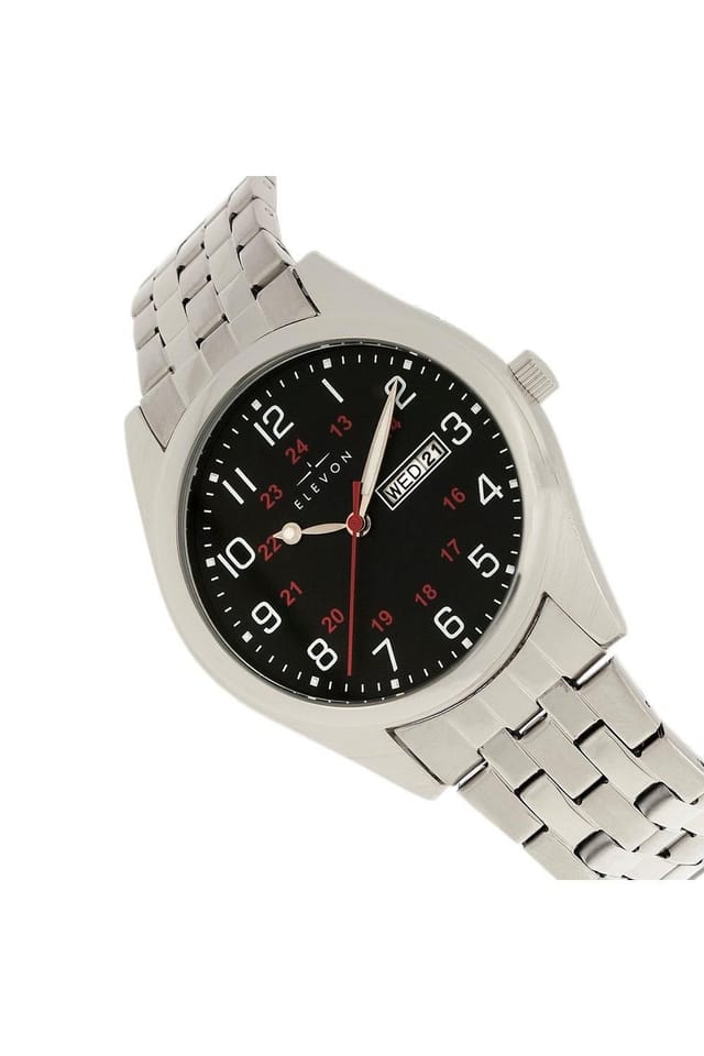 Elevon Elevon Men's Gann Bracelet Watch with Day & Date in Silver - 3