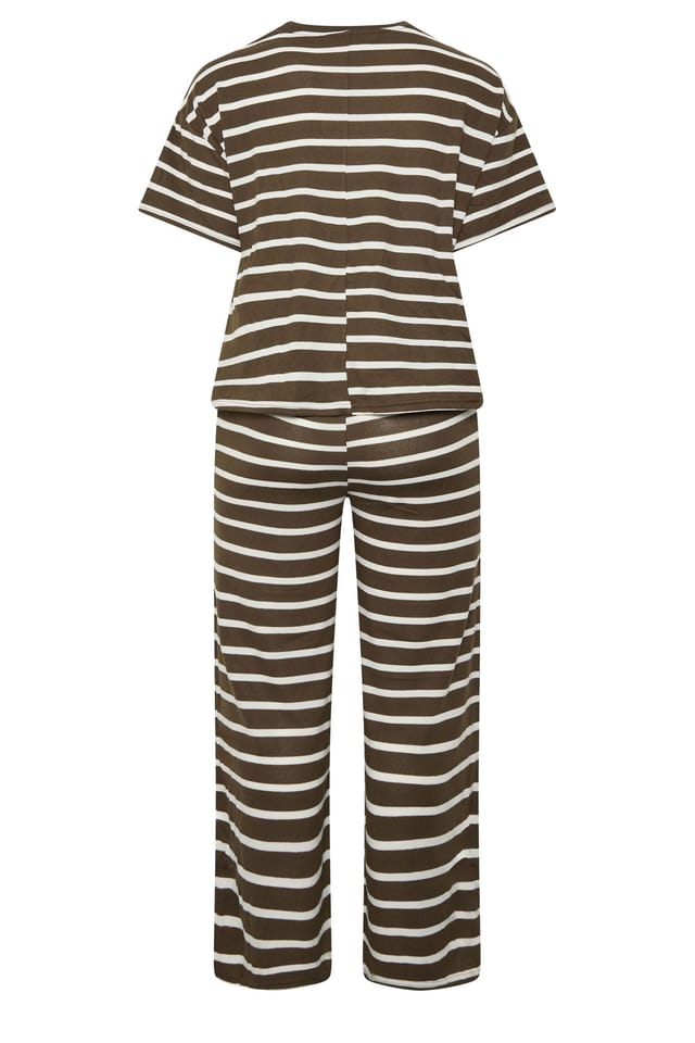 Yours Yours Women's Stripe Tie Waist Trouser Set in Chocolate - 3