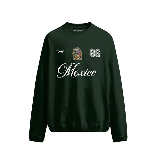 Toffs Football Toffs Football Men's Mexico 1986 Vintage Football Heritage T-Shirt Sweatshirt - Green - 2