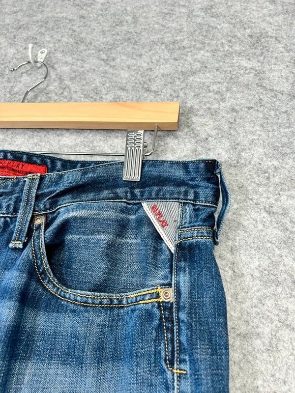 Replay Waitom Jeans Mens W32 L32 Button Fly Straight Slim Leg M983 Blue C26