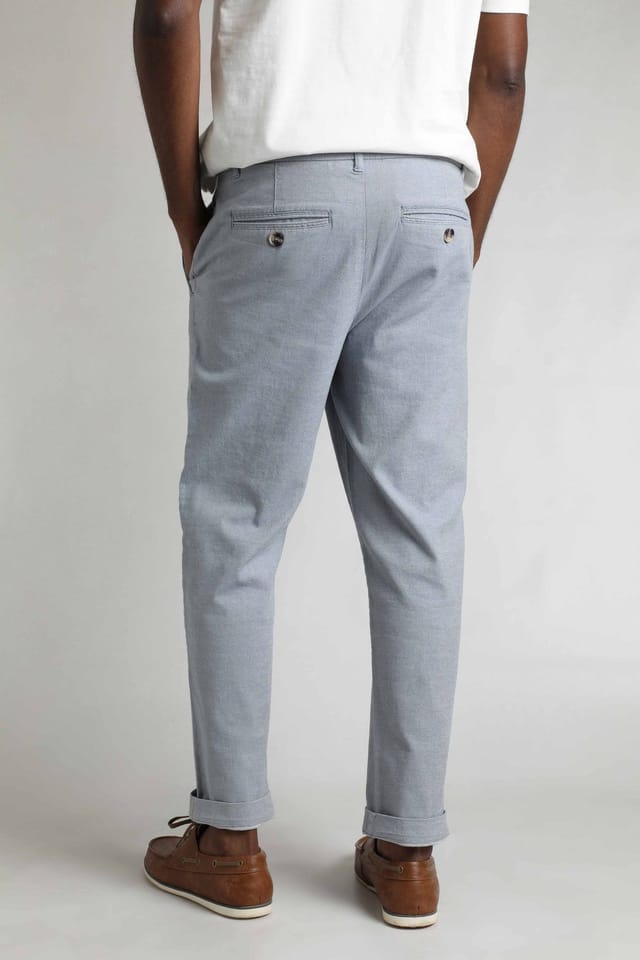 Weird Fish Weird Fish Men's Charleigh Textured Chino Trousers in Light Blue - 3