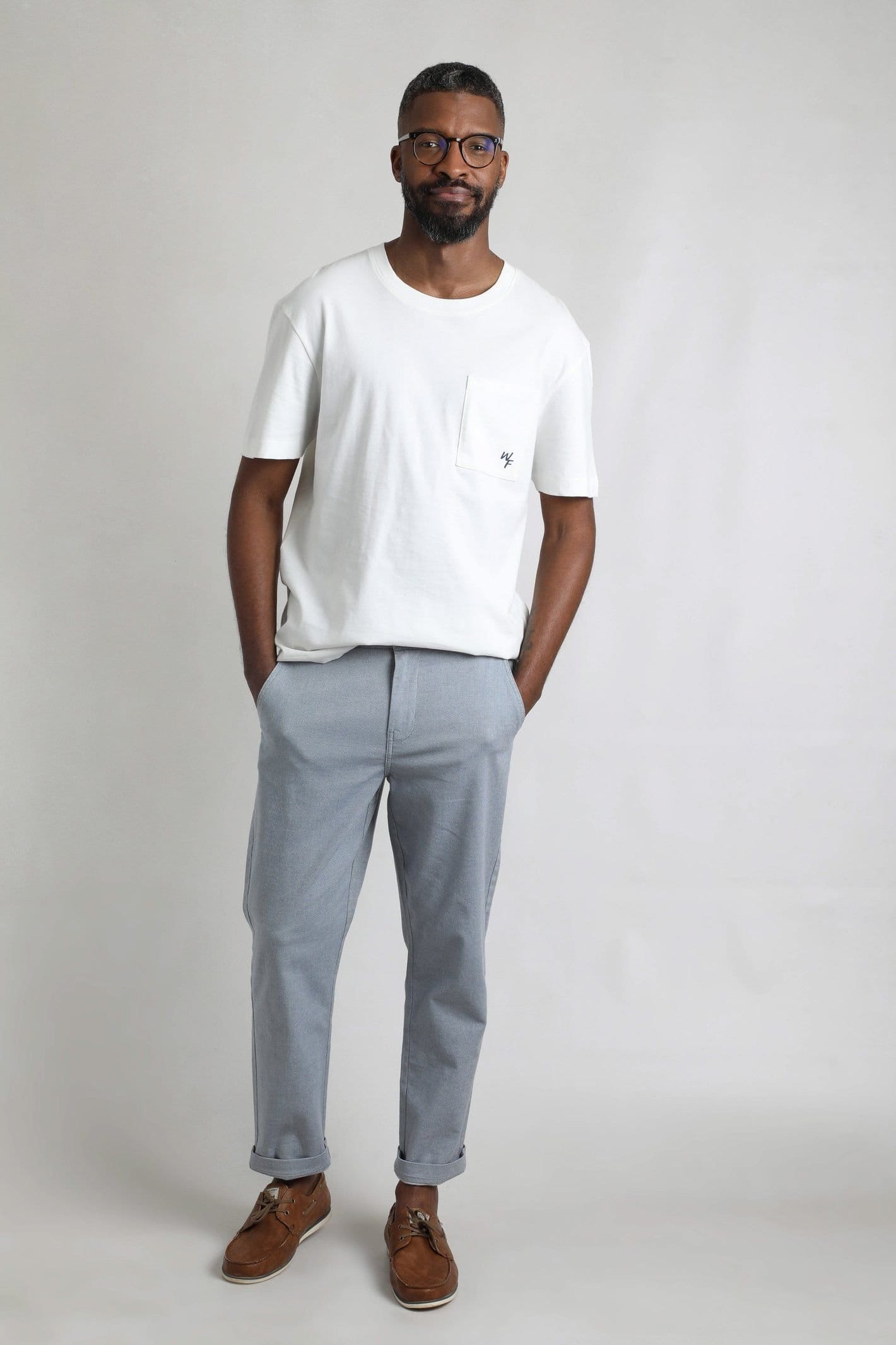 Weird Fish Weird Fish Men's Charleigh Textured Chino Trousers in Light Blue - 4