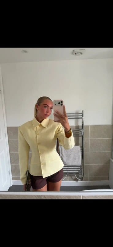 ASOS Butter Yellow Shoulder Padded Blazer