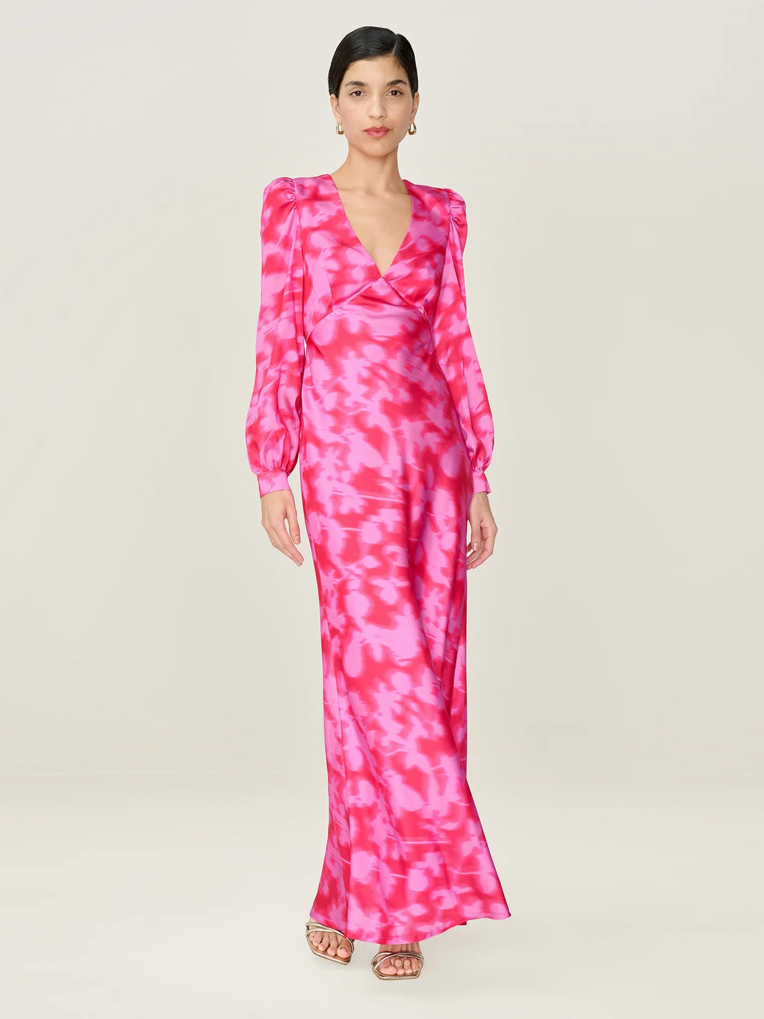 OMNES Francoise Dress in Magenta Blurred Floral - 2