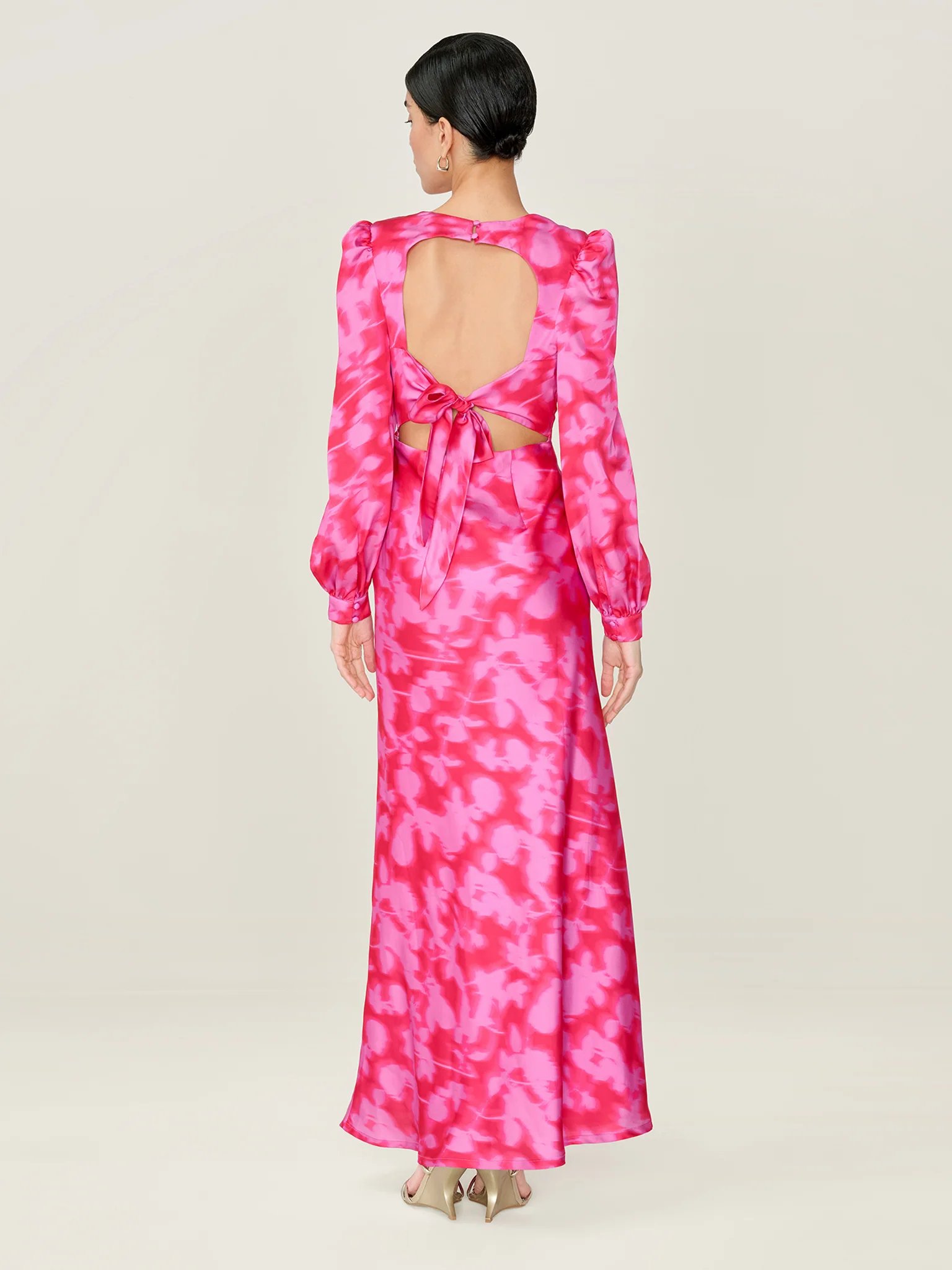 OMNES Francoise Dress in Magenta Blurred Floral - 3