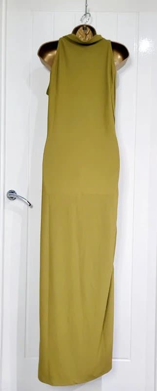 River Island River Island size 14 Khaki green stretch ruched summer casual holiday maxi dress