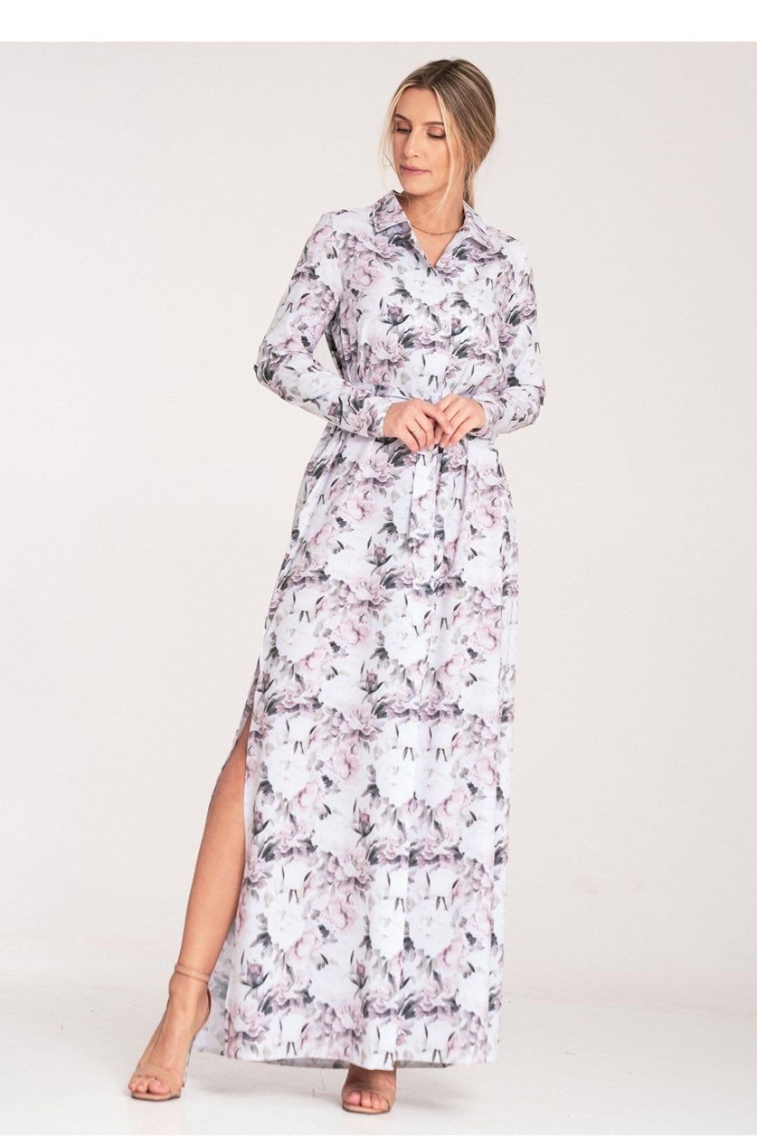 Love Lace Love Lace Women's Buttoned Maxi Dress with Long Sleeves & Belt - 4
