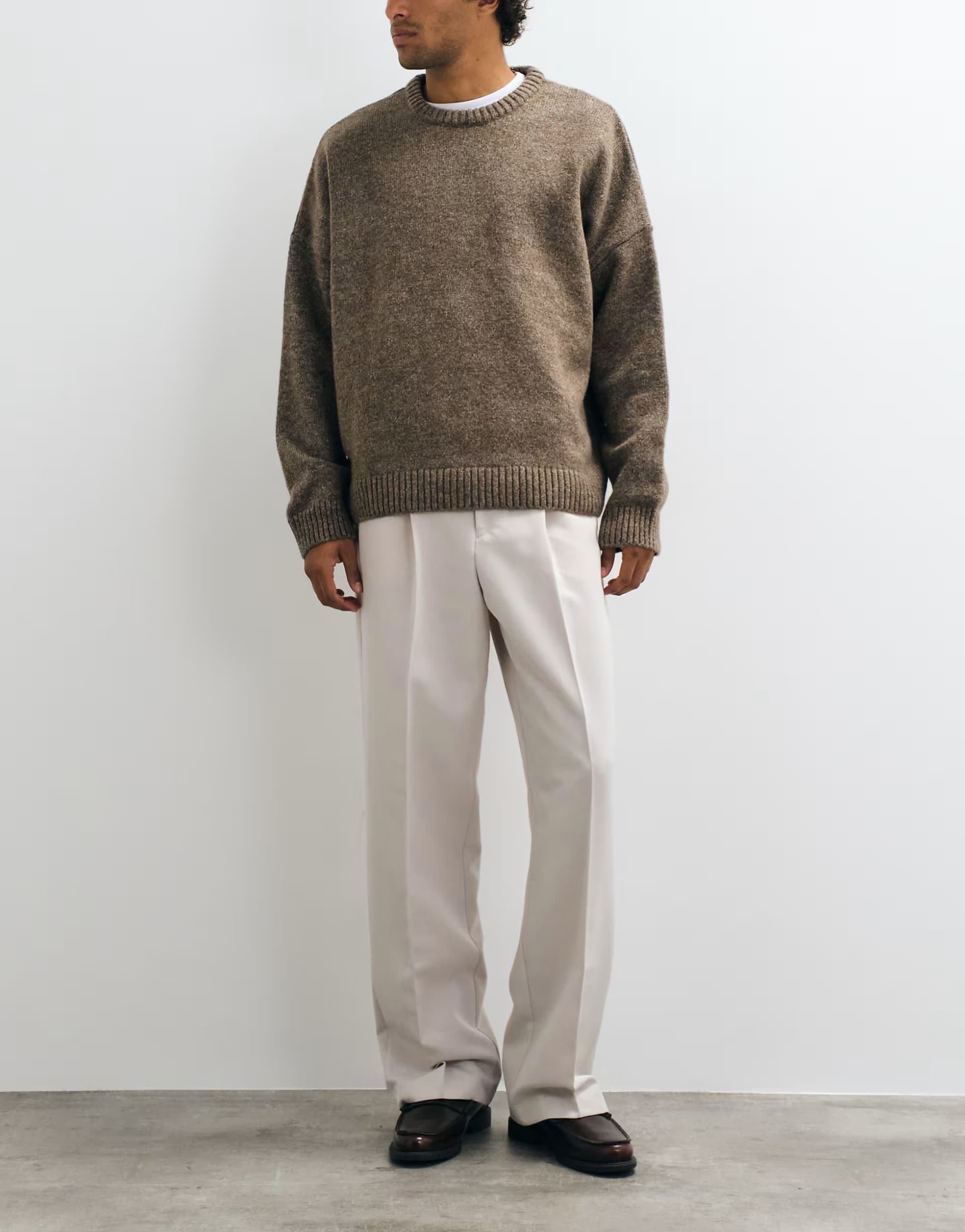 ASOS ASOS DESIGN tailored pleated wide leg trousers in ecru