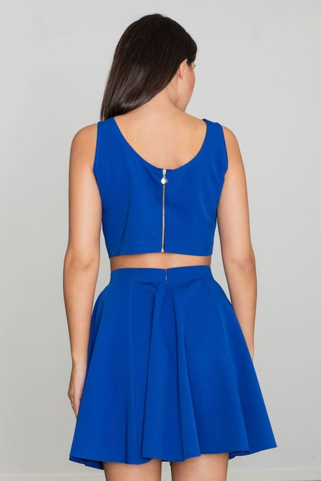 Love Lace Love Lace Women's Loose Flared Skirt Set with Silver Back Zip in Blue - 2