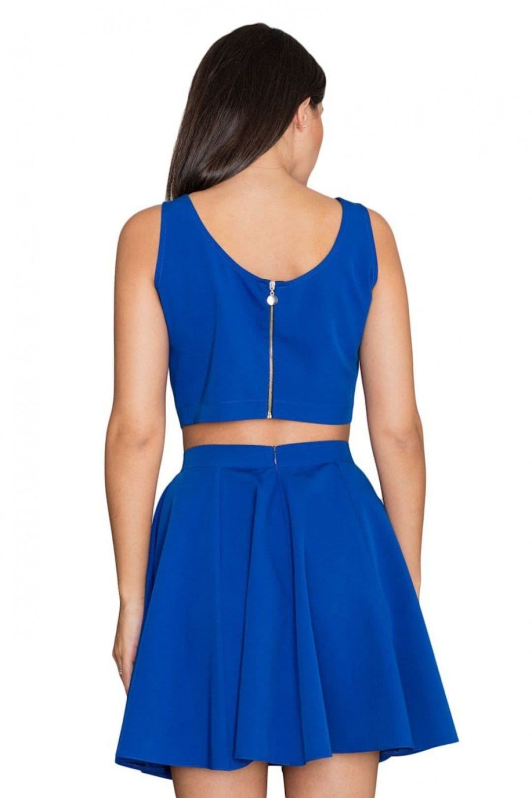 Love Lace Love Lace Women's Loose Flared Skirt Set with Silver Back Zip in Blue - 4