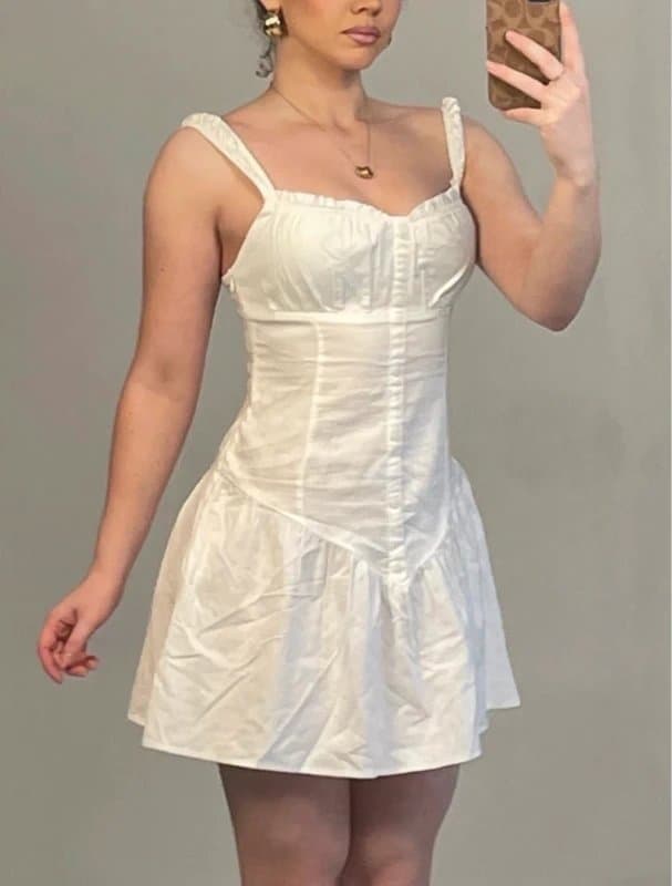 Bershka BNWT Bershka white mini cottagecore coquette milkmaid corset dress summer fairy