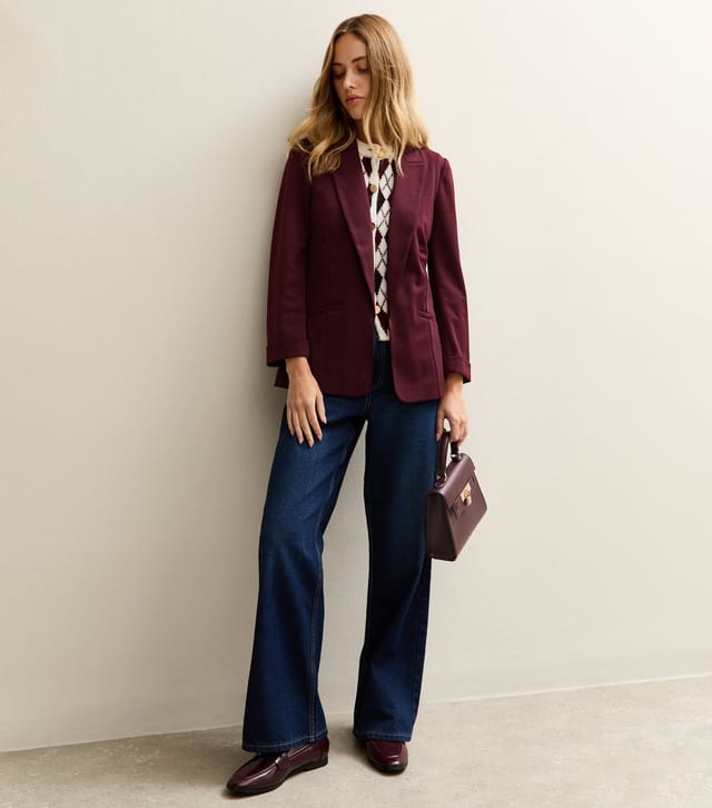 New Look Women's Burgundy Ponte Jersey Blazer New Look - 2