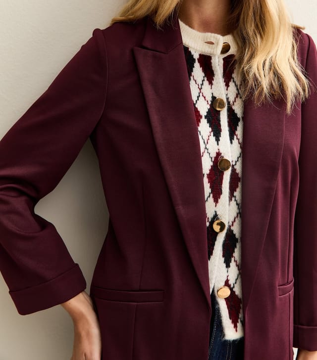 New Look Women's Burgundy Ponte Jersey Blazer New Look - 3