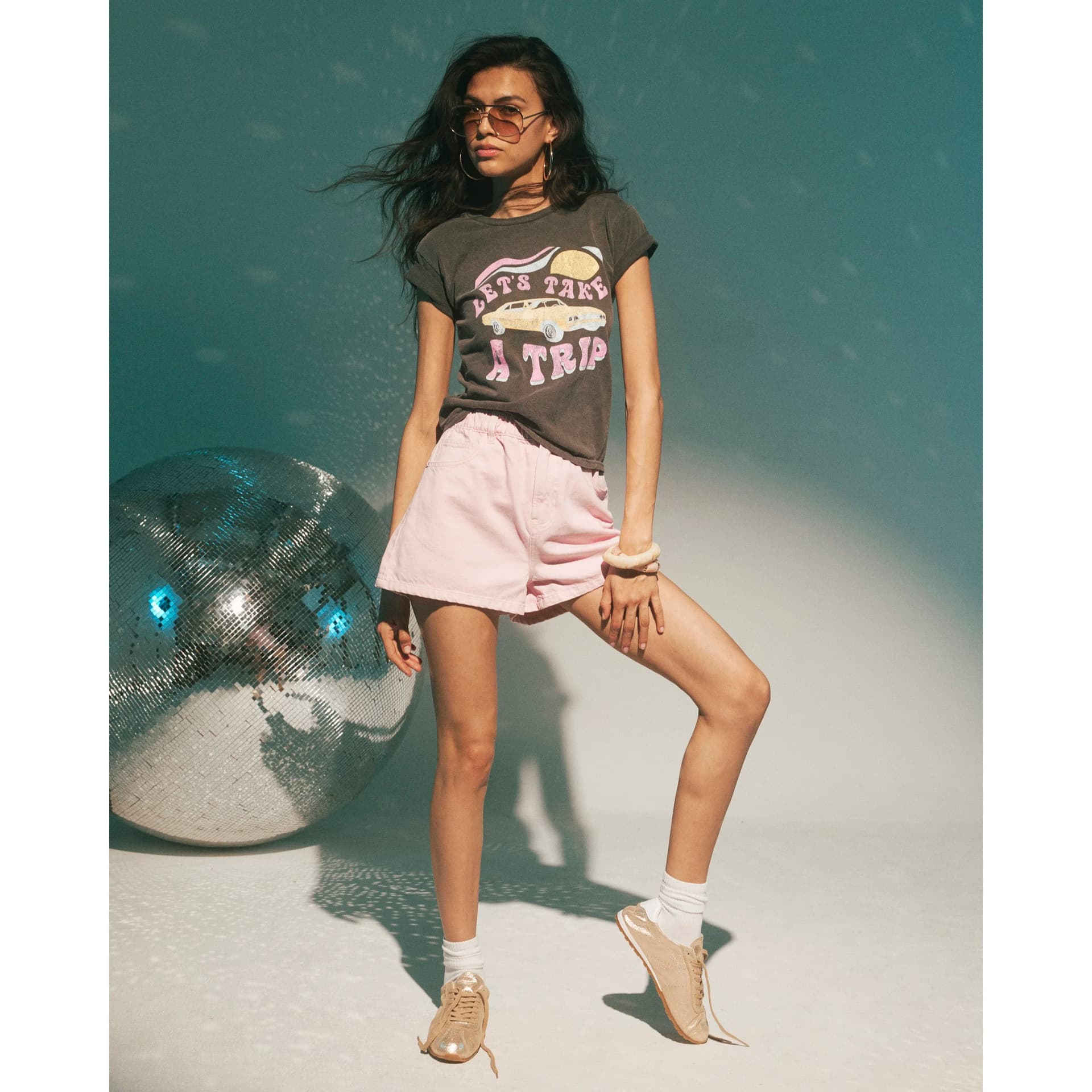 River Island River Island Womens Pink Elasticated Denim Shorts