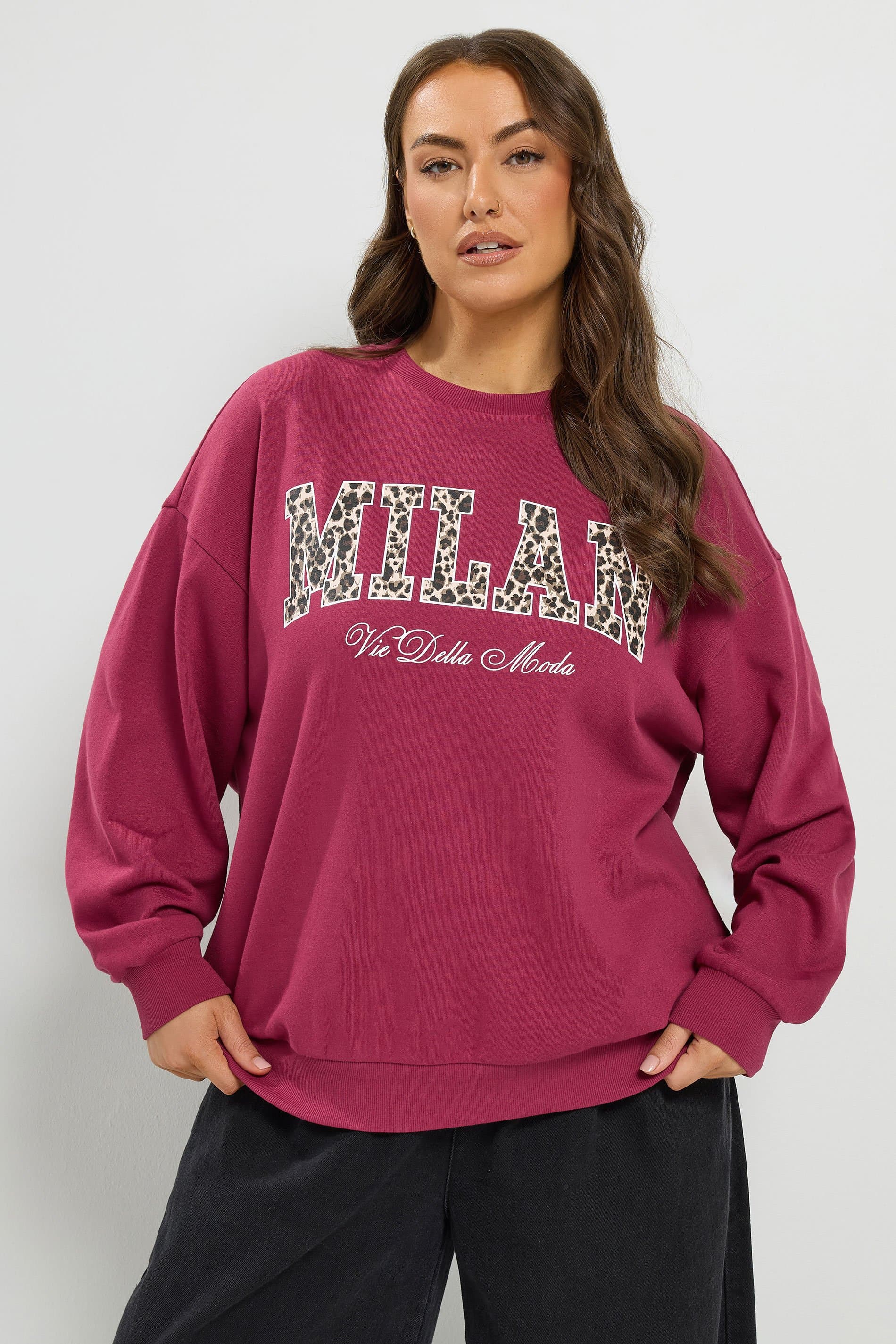 Yours Plus Size Red 'Milan' Leopard Sweatshirt