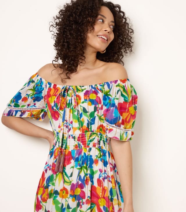 Blue Vanilla Women's Multicolour Bardot Tiered Maxi Dress Blue Vanilla New Look - 2
