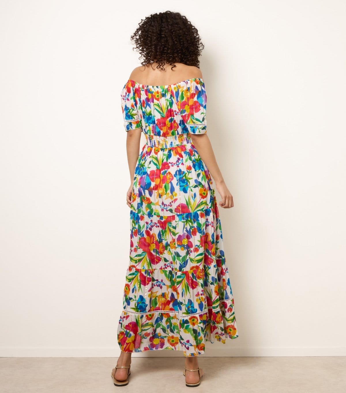 Blue Vanilla Women's Multicolour Bardot Tiered Maxi Dress Blue Vanilla New Look - 4