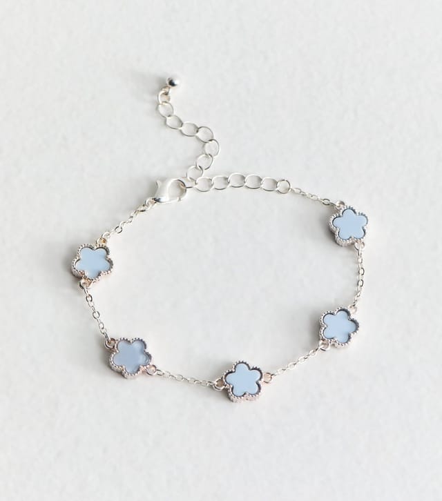 New Look Silver Tone Blue Flower Bracelet New Look - 3