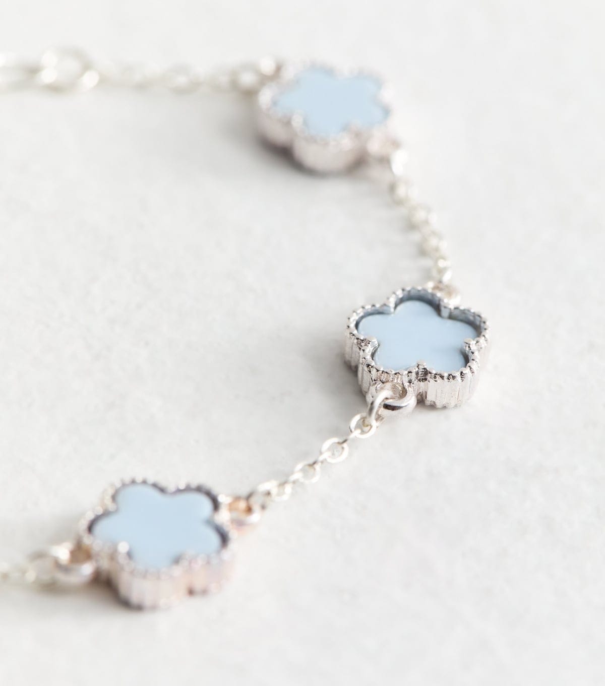 New Look Silver Tone Blue Flower Bracelet New Look - 4