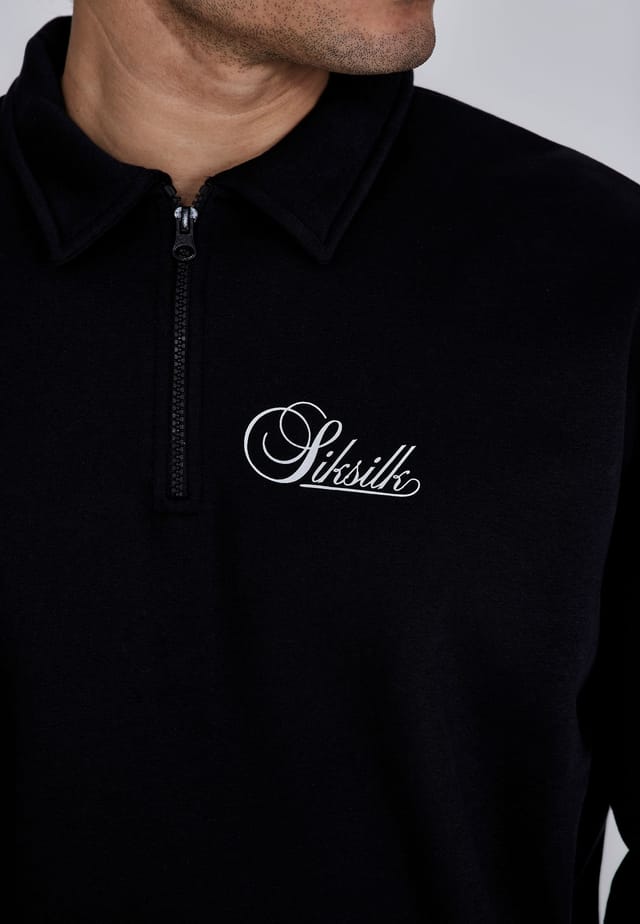 SikSilk SikSilk Men's Essentials Polo Sweater in Black - 2