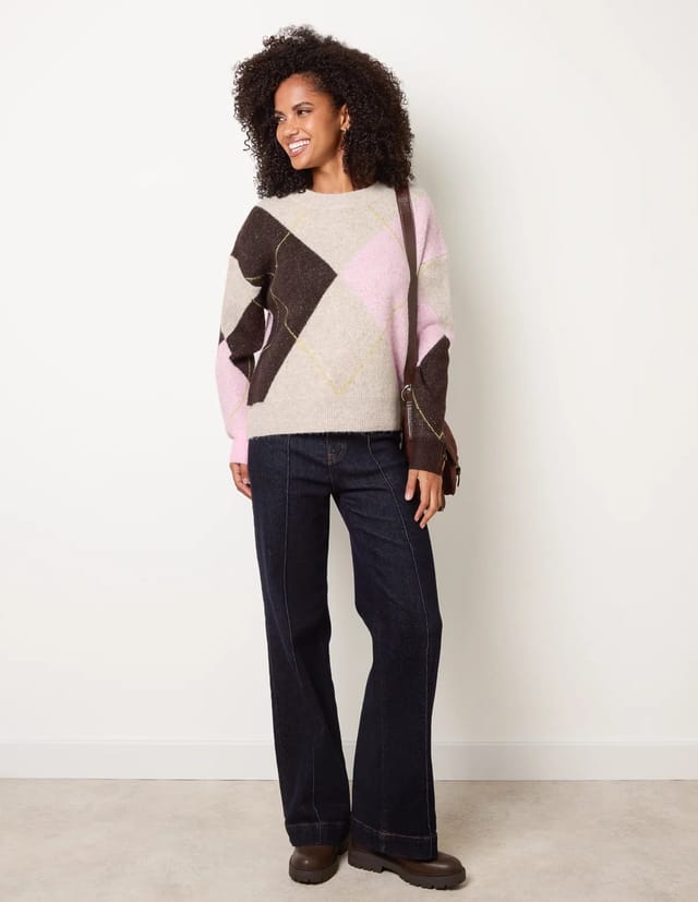 Blue Vanilla Argyle Knit Jumper - 2