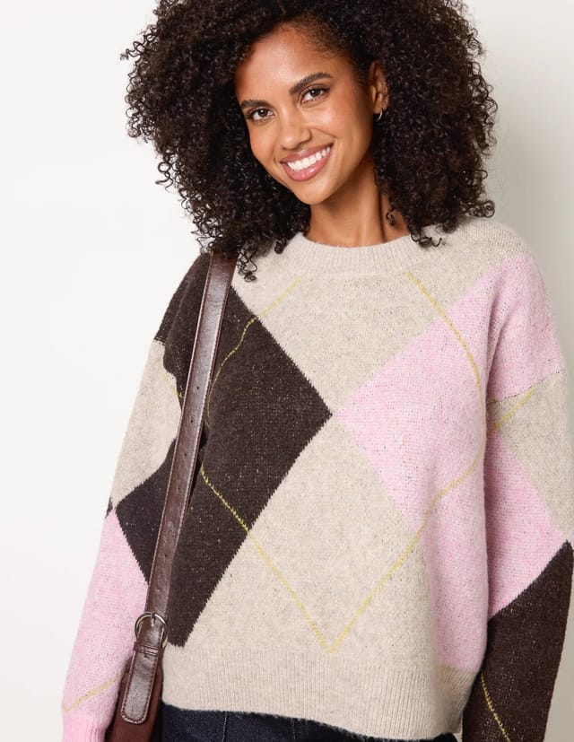 Blue Vanilla Argyle Knit Jumper - 3