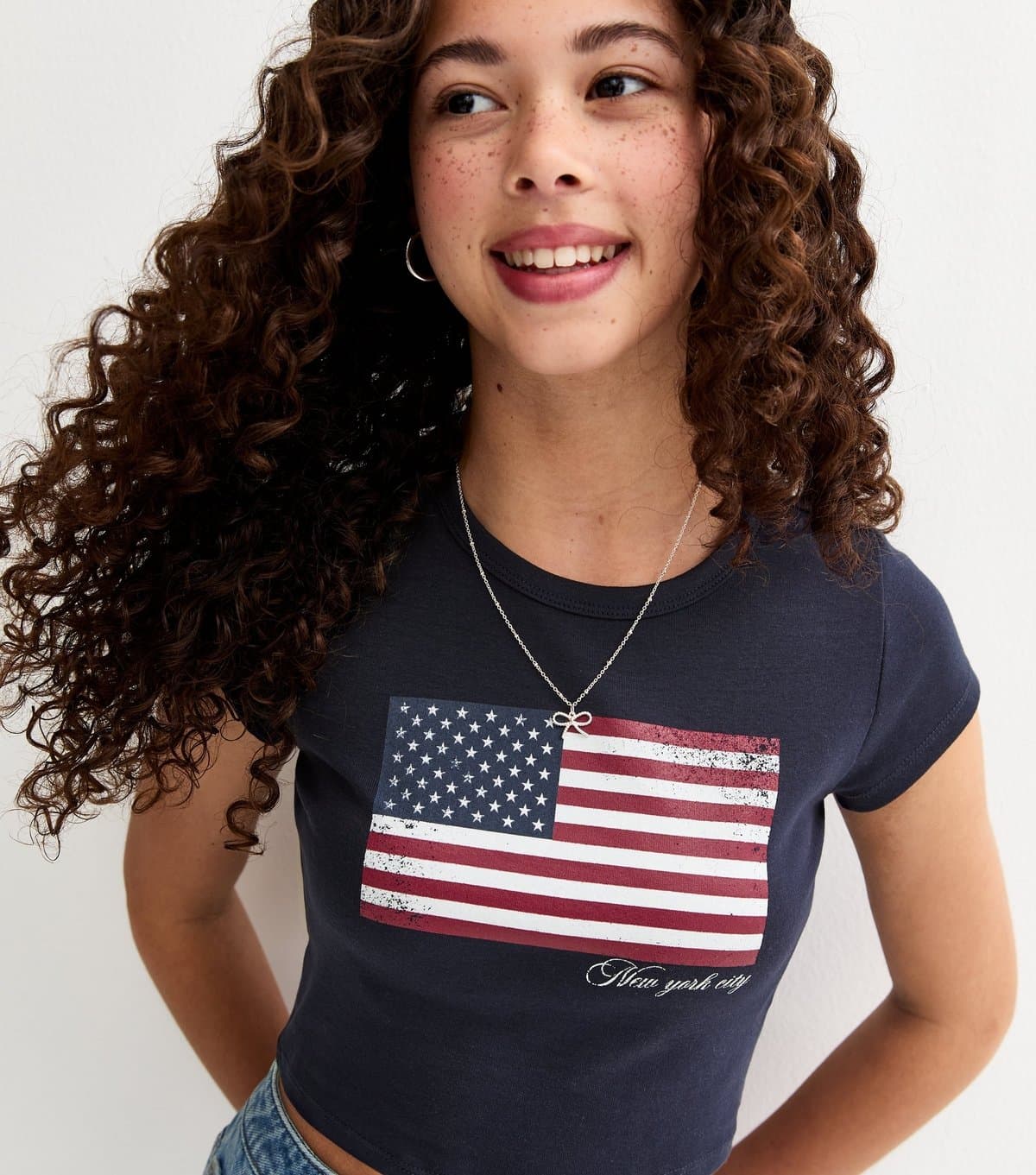 New Look New Look Navy American Flag Crop Top