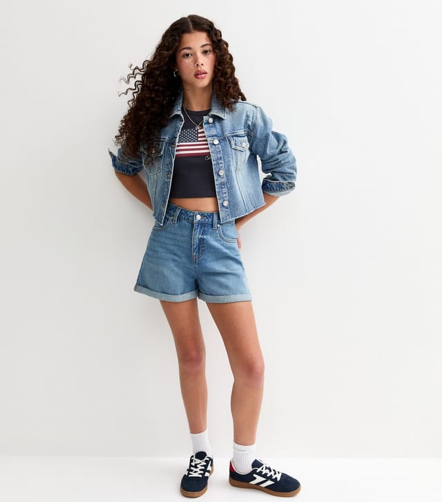 New Look Girls' Navy American Flag Crop Top New Look - 3