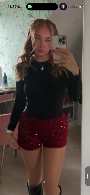 Shein Black Sequin Shorts with Long-Sleeve Top