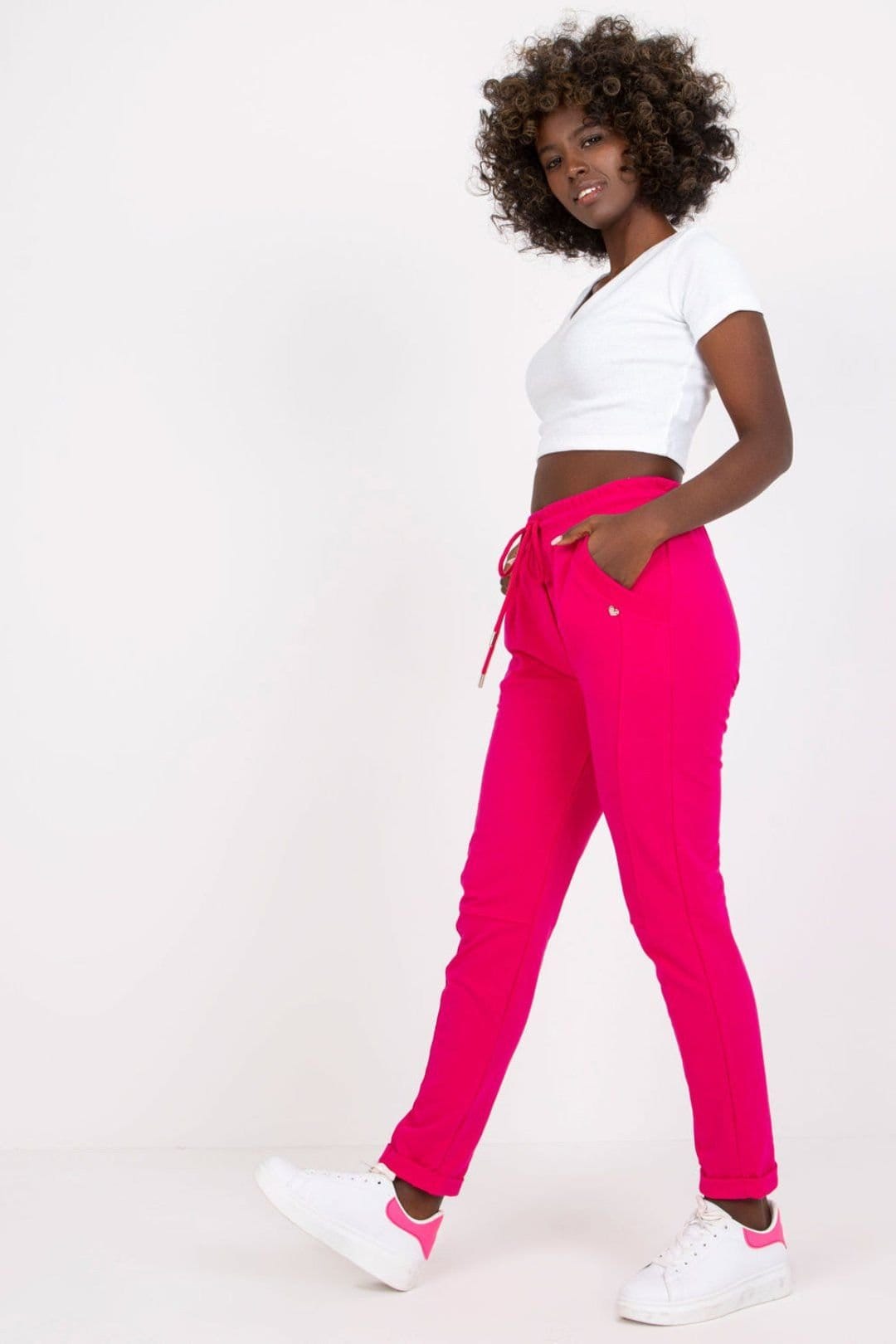 Love Lace Fuchsia High Waist Tie Sweatpants