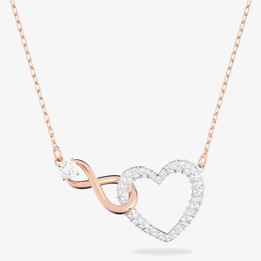 Swarovski Swarovski Women's Infinity Heart Two Colour White Crystal Necklace 5518865 in Gold