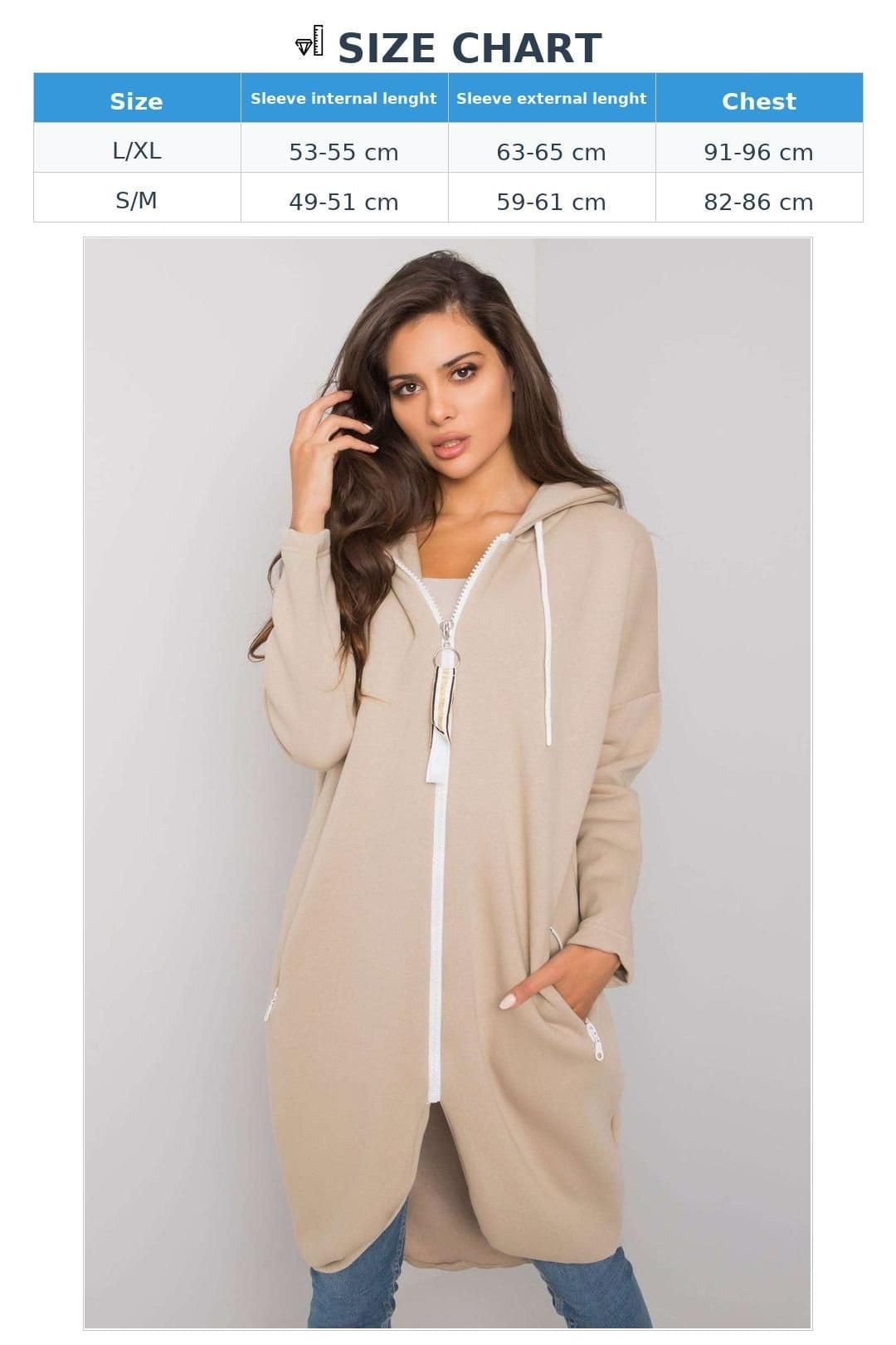 Love Lace Love Lace Women's Zip Hooded Long Sleeve Extended Sweatshirt in Beige - 4