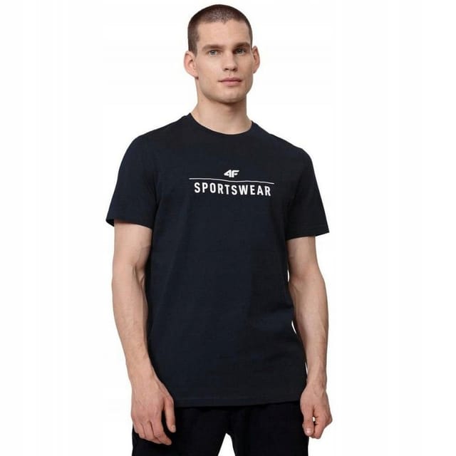 4F 4F Men's H4Z22 Logo Regular T-Shirt in Navy - 3