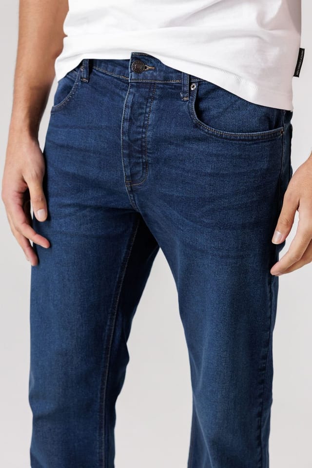 French Connection French Connection Men's Cotton Straight Leg Stetch Denim Jeans in Blue - 3