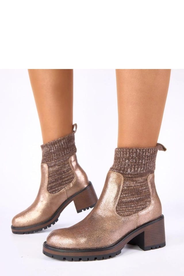 Love Lace Love Lace Women's Golden Sock Shaft Ankle Boots With Stable Low Heel Comfort Fit in Rose Gold - 2