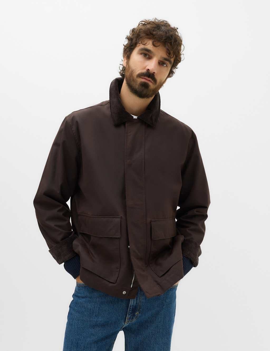 Marks & Spencer M&S Pure Cotton Wax Jacket Dark Brown