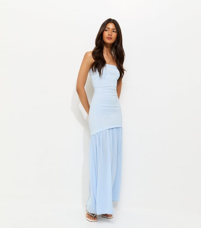 New Look Women's Light Blue Bandeau 2 In 1 Midi Dress New Look - 3