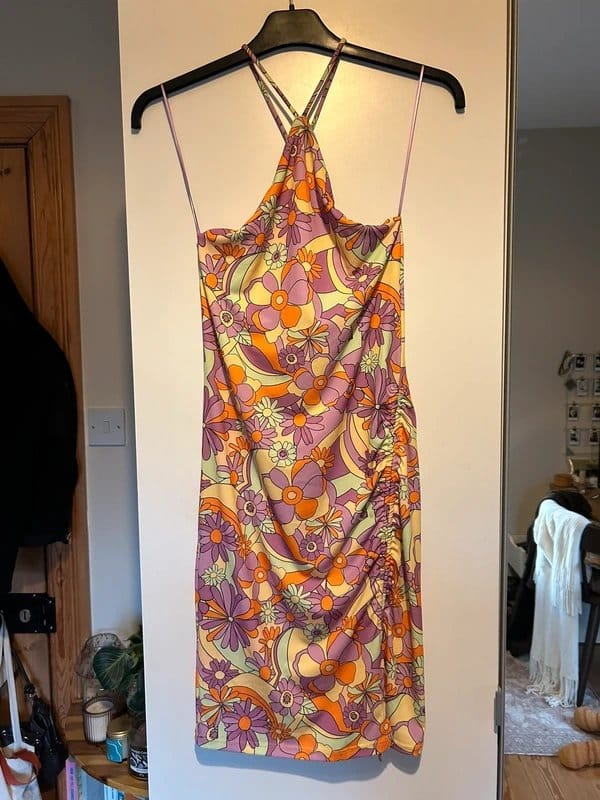 Bershka Multi-Color Floral Halter Dress
