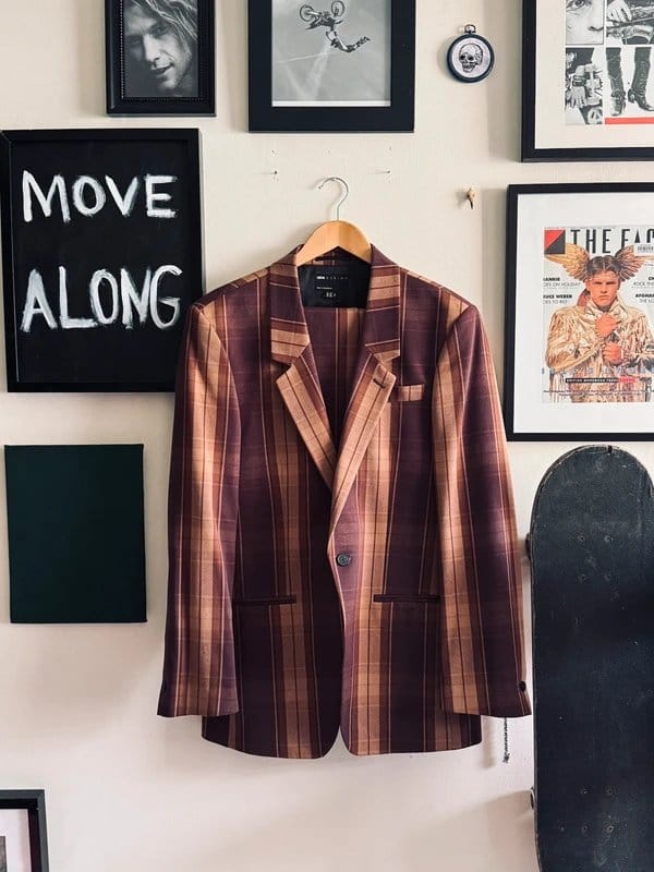 ASOS Design Men's Brown Stripe 70's Suit Jacket
