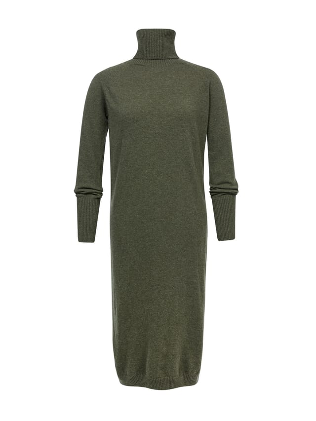 Celtic & Co Celtic & Co Women's Supersoft Midi Turtleneck Dress in Dark Olive - 2