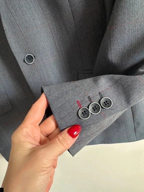The Unbranded Brand Men’s smart blazer jacket blue checked windowpane 38 short wool blend pin