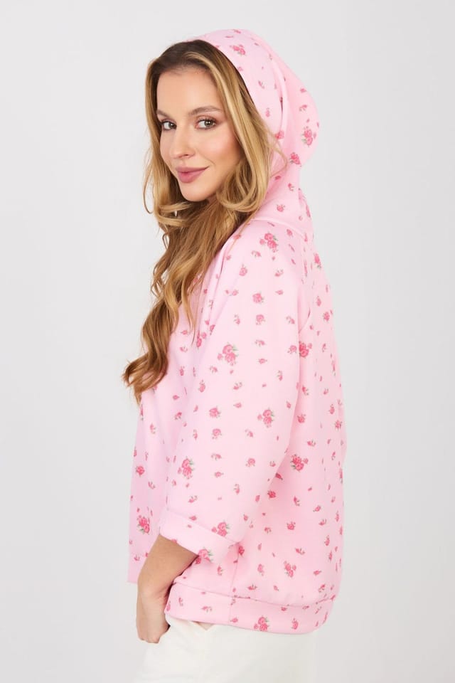 Love Lace Love Lace Women's Floral Print 3/4 Sleeve Sweatshirt in Pink - 3