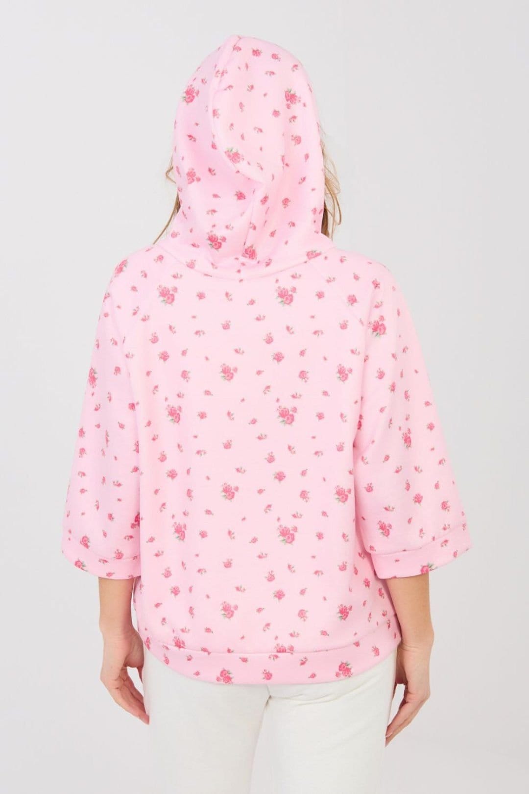 Love Lace Love Lace Women's Floral Print 3/4 Sleeve Sweatshirt in Pink - 4